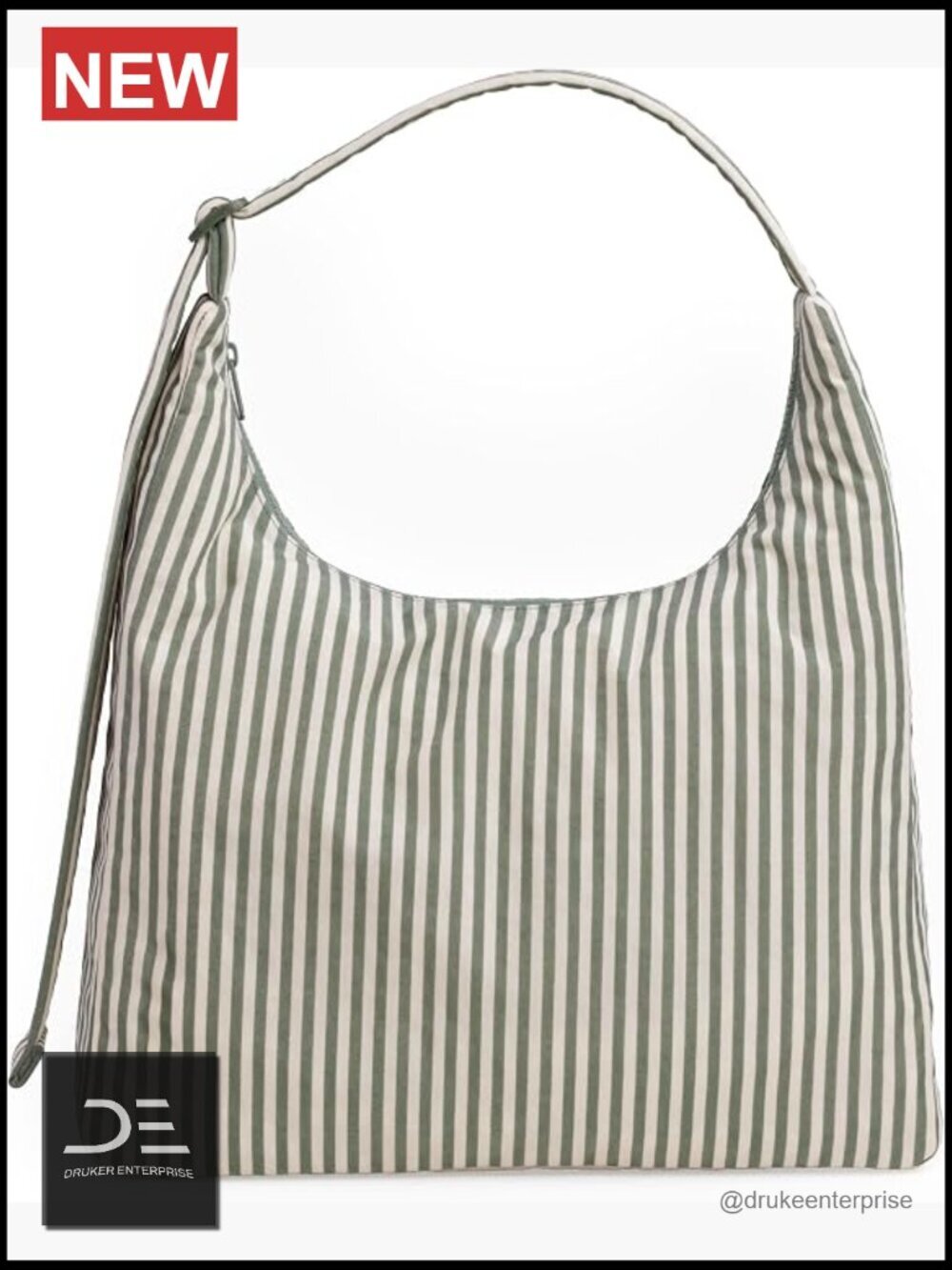 Recycled Heavyweight Nylon Shoulder Bag with Quilted Strap